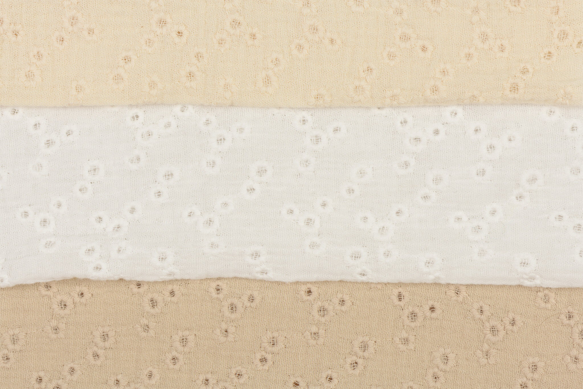 Hydrofiel Stof Geborduurd - Millefleurs Licht Beige