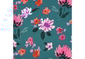 French Terry Stof Digitale Print - Colette - Nerida Hansen - Petrol