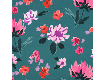 French Terry Stof Digitale Print - Colette - Nerida Hansen - Petrol