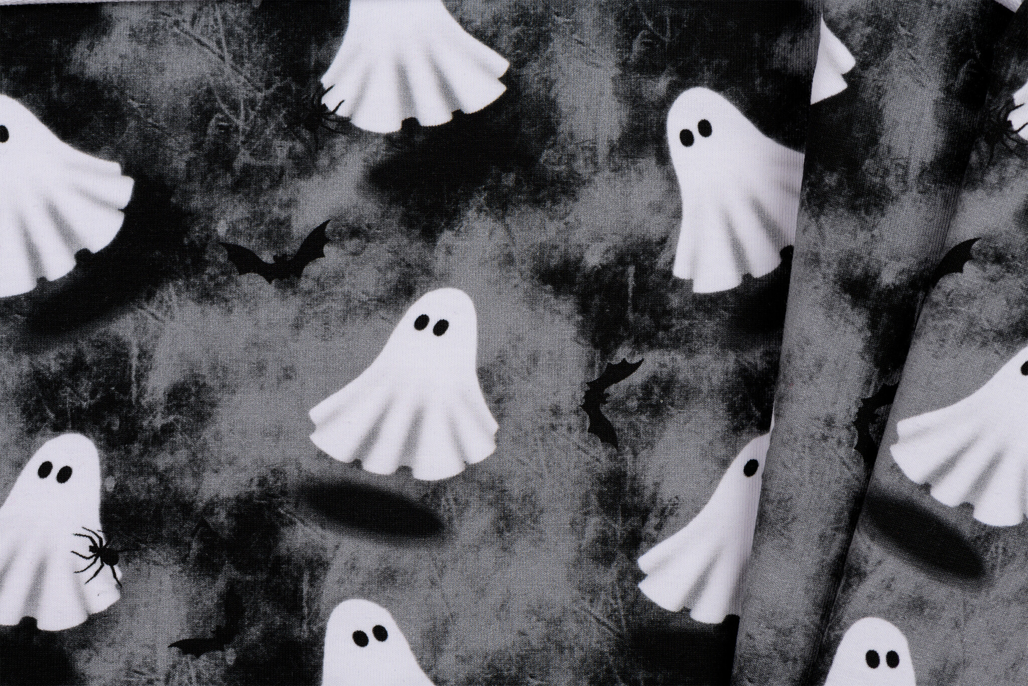 Katoen Poplin Stof Digitale Print - Halloween - Spooky Ghosts!