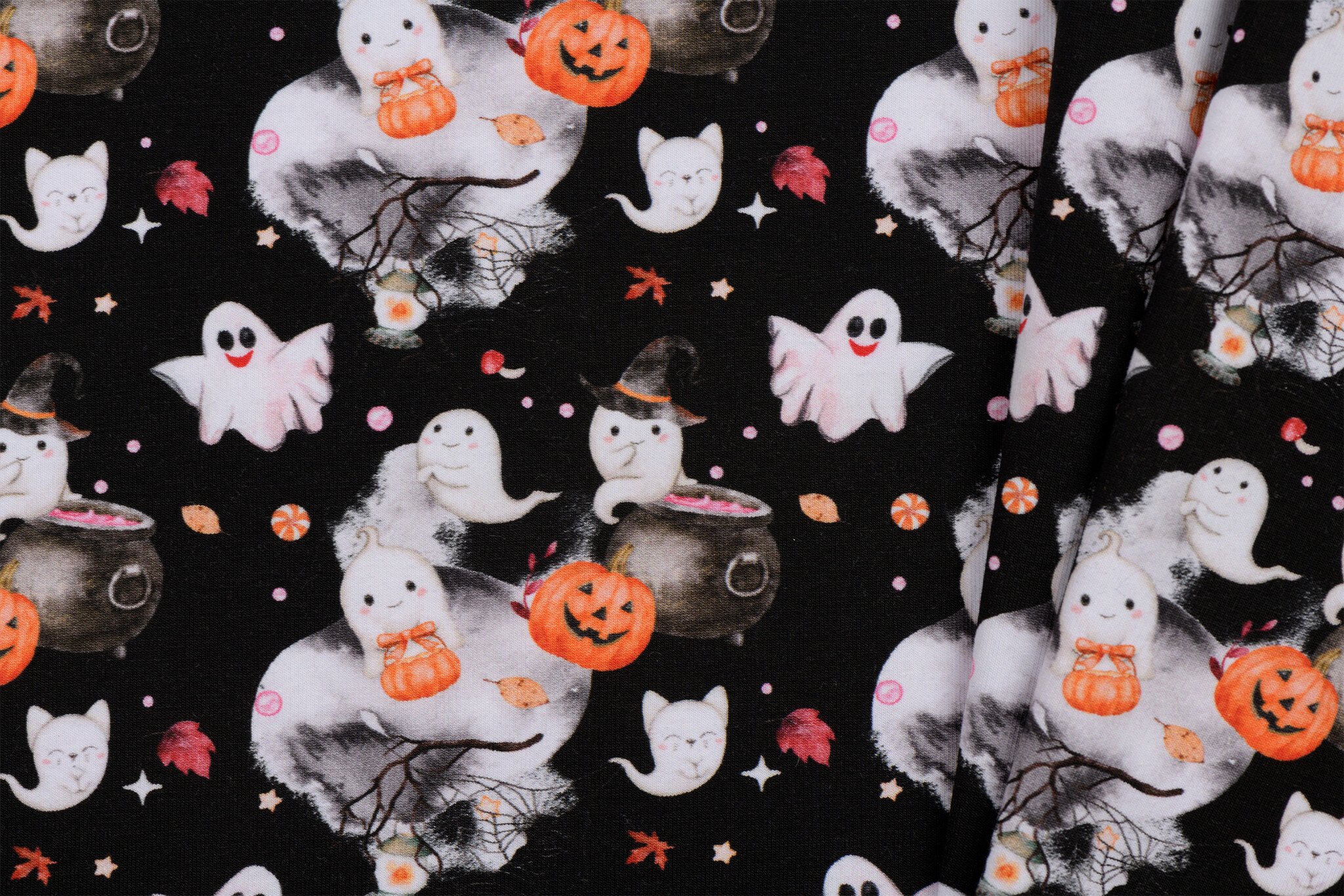 Katoen Poplin Stof Digitale Print - Scary Halloween