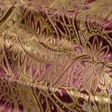 Brokaat Stof Floral Bordeaux - Goud