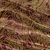 Brokaat Stof Floral Bordeaux - Goud