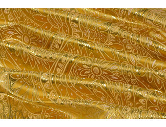 Brokaat Stof Floral Geel - Goud