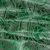 Brokaat Stof Floral Groen - Zilver