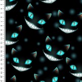 Sweat Stof Brushed Digitaal Cheshire Cats Turquoise