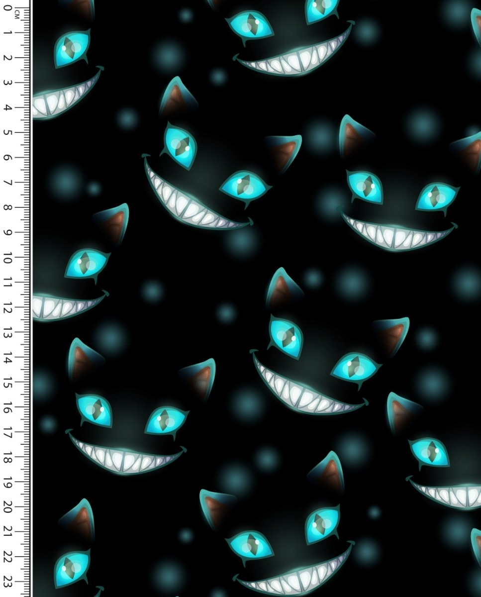 Sweat Stof Brushed Digitaal Cheshire Cats Turquoise