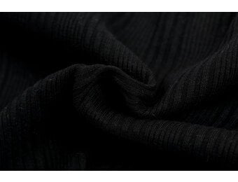 Onregelmatige Rib Jersey Stof Zwart