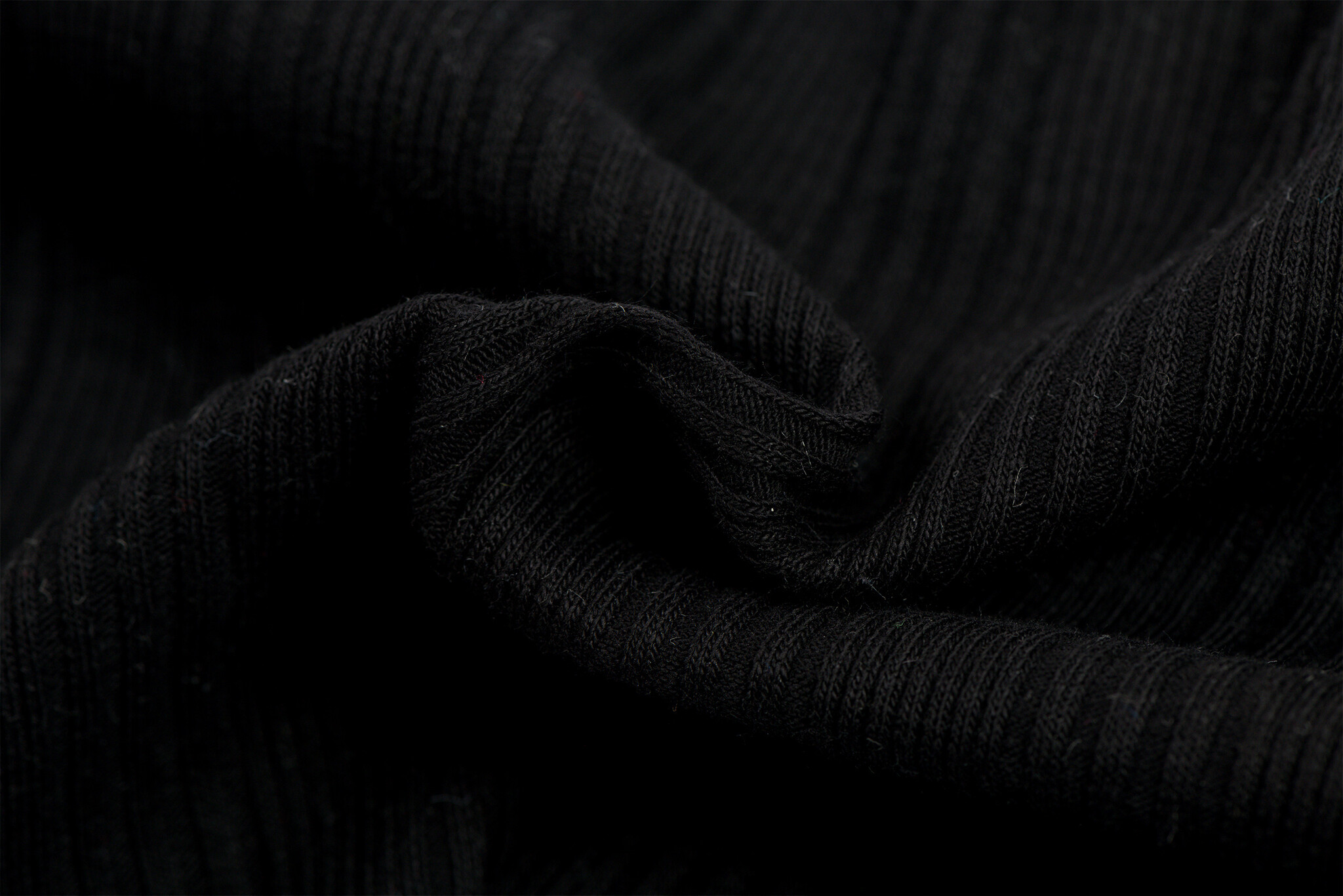 Onregelmatige Rib Jersey Stof Zwart