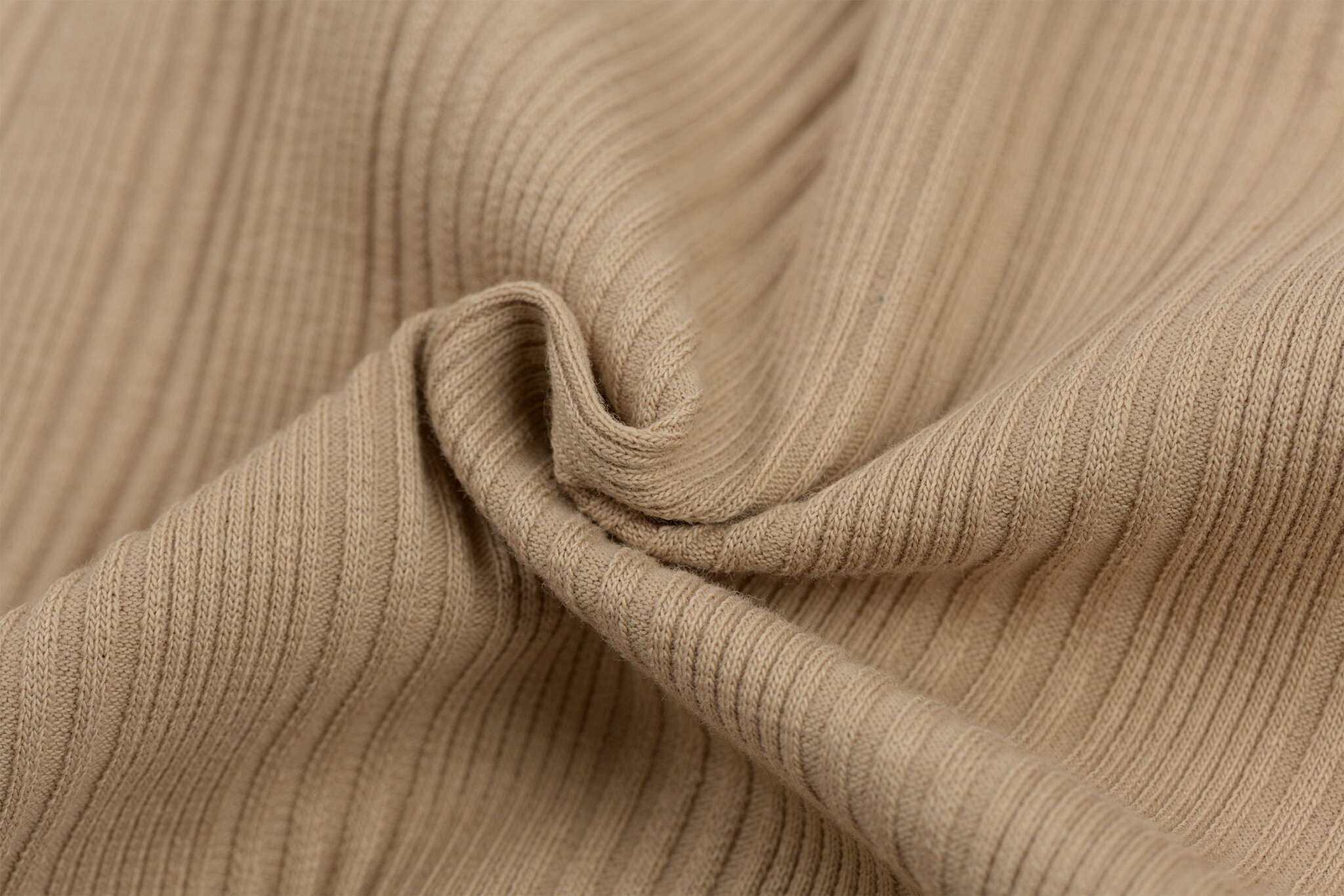 Onregelmatige Rib Jersey Stof Donker Beige