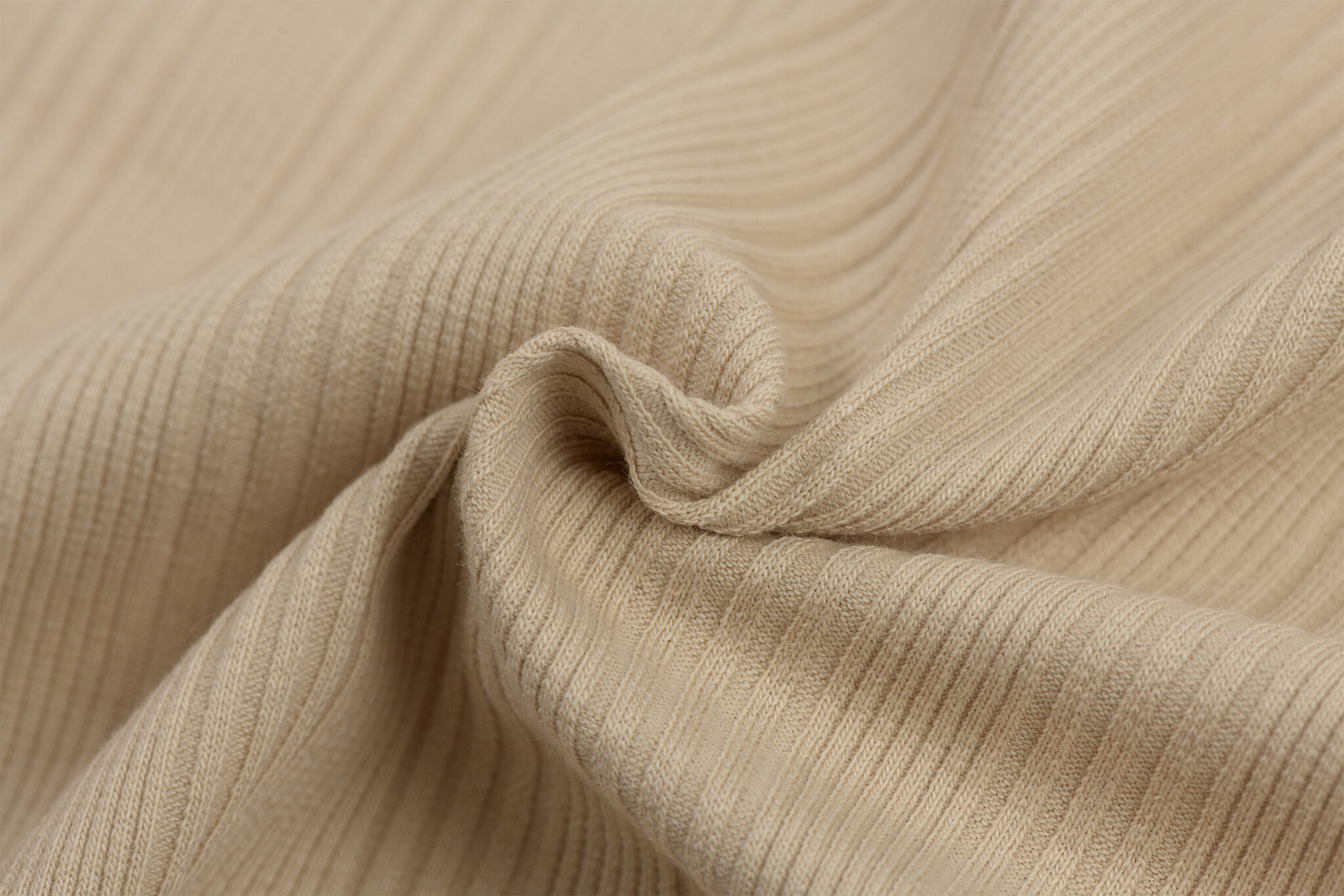 Onregelmatige Rib Jersey Stof Licht Beige