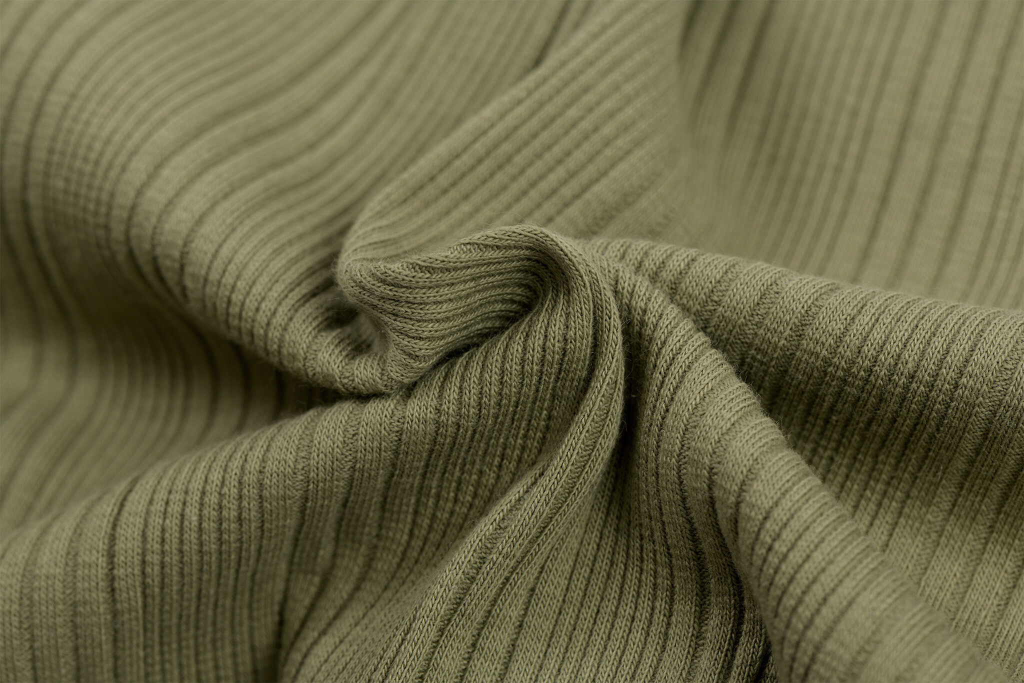 Onregelmatige Rib Jersey Stof Olijf