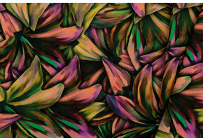 Sweat Stof Brushed Digitaal Aardetint Lelies