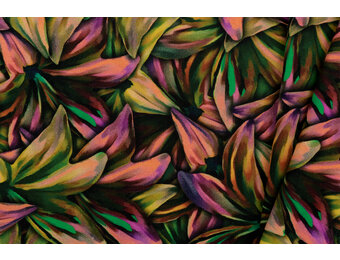 Sweat Stof Brushed Digitaal Aardetint Lelies