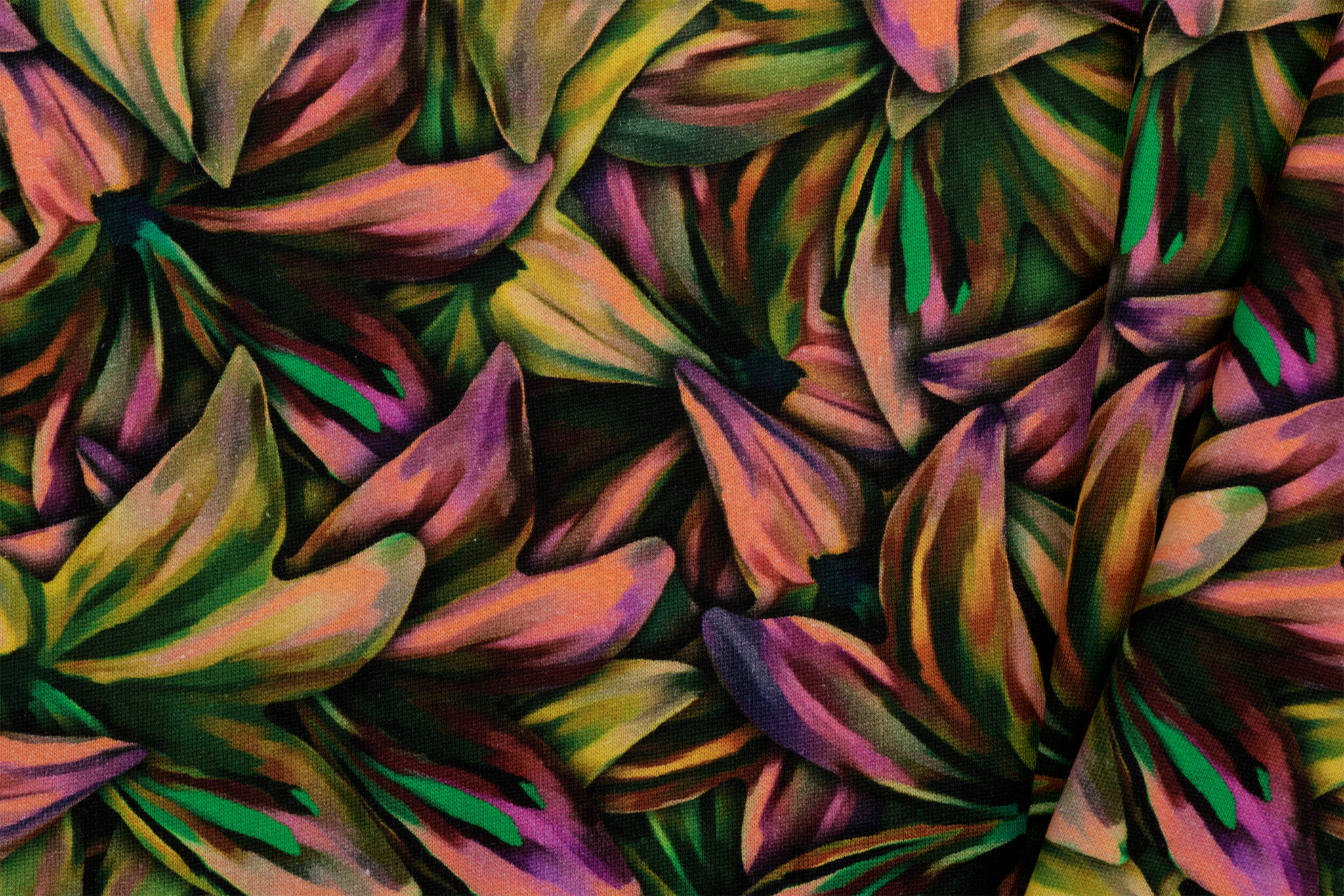 Sweat Stof Brushed Digitaal Aardetint Lelies