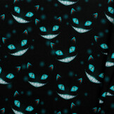Sweat Stof Brushed Digitaal Cheshire Cats Turquoise