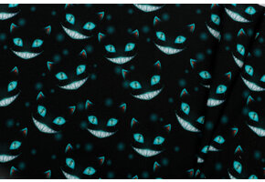 Sweat Stof Brushed Digitaal Cheshire Cats Turquoise