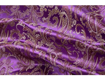 Brokaat Stof Royal Paisley Lila