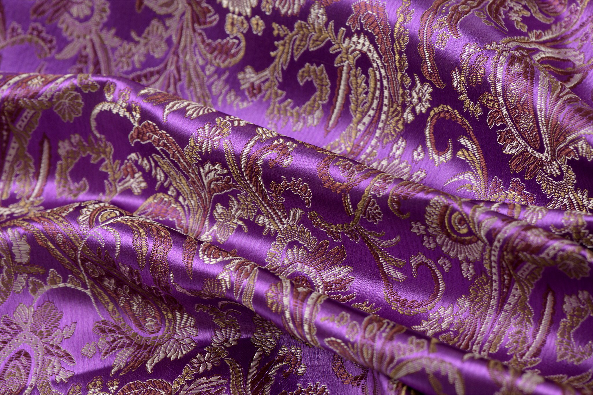 Brokaat Stof Royal Paisley Lila