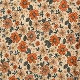 Rib Jersey Stof - Groen Herfst Bloem