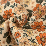 Rib Jersey Stof - Groen Herfst Bloem