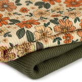 Rib Jersey Stof - Groen Herfst Bloem