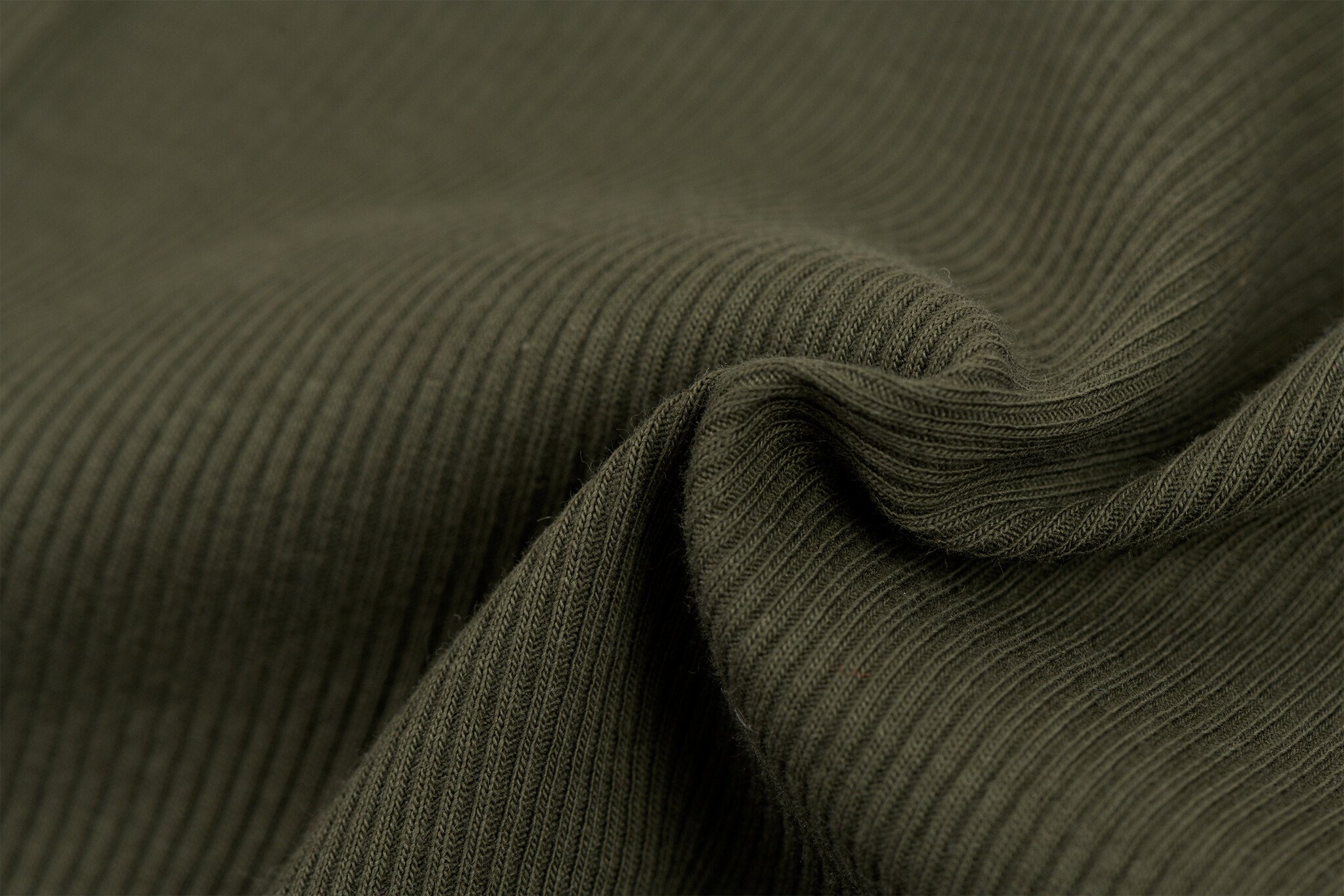Rib Jersey Stof Legergroen