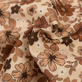 Jersey Katoen Digitale Print - Bruin Herfst Bloem