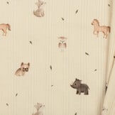 Onregelmatige Rib Jersey Stof - Mini Dieren