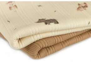 Onregelmatige Rib Jersey Stof - Mini Dieren