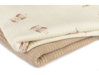 Onregelmatige Rib Jersey Stof - Uilen