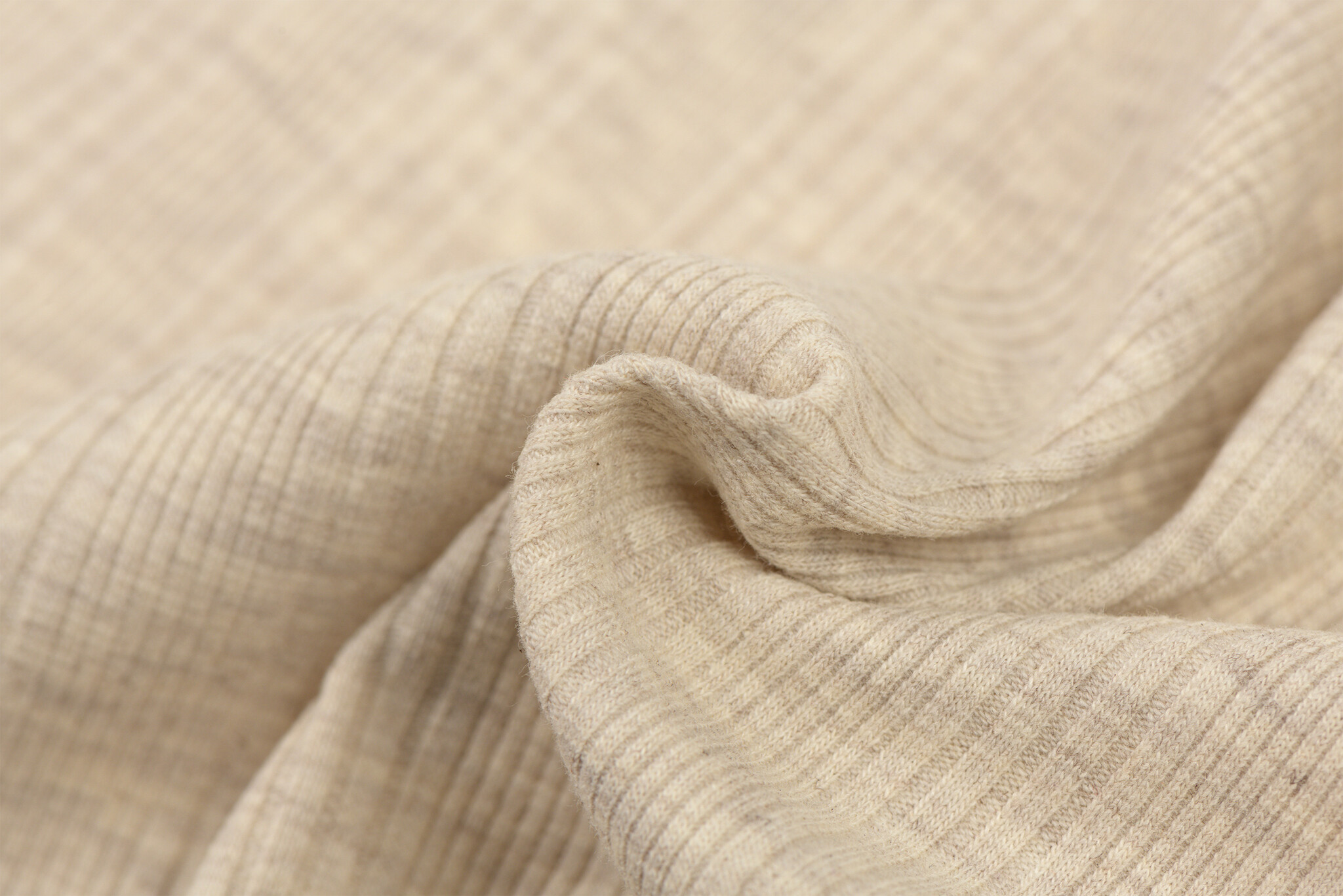 Onregelmatige Rib Jersey Stof Beige Melange