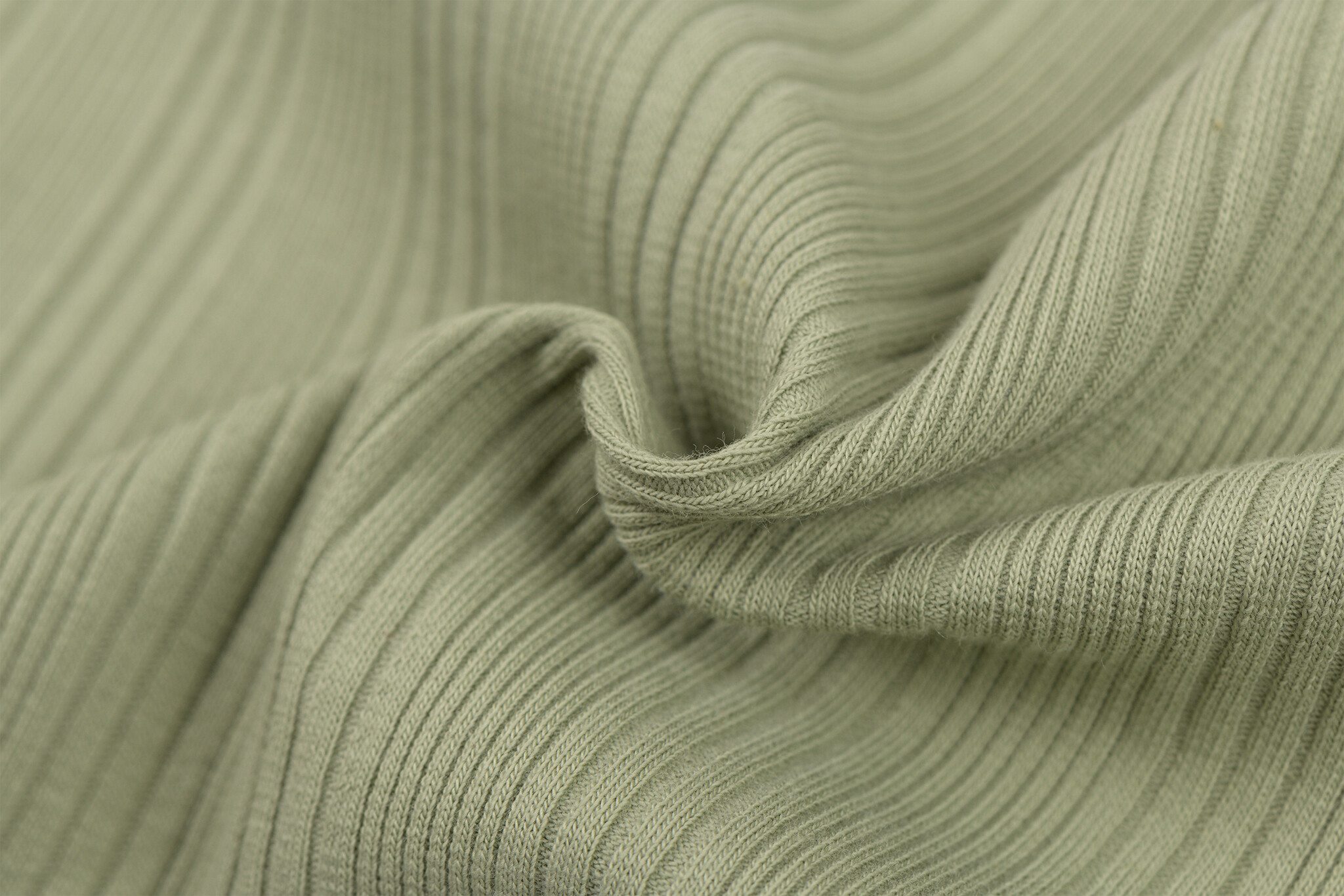 Onregelmatige Rib Jersey Stof Dusty Groen