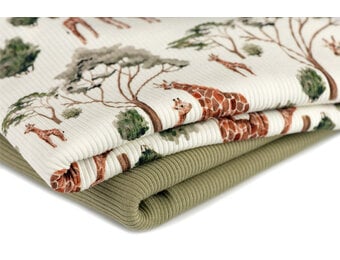 Rib Jersey Stof - Giraffen