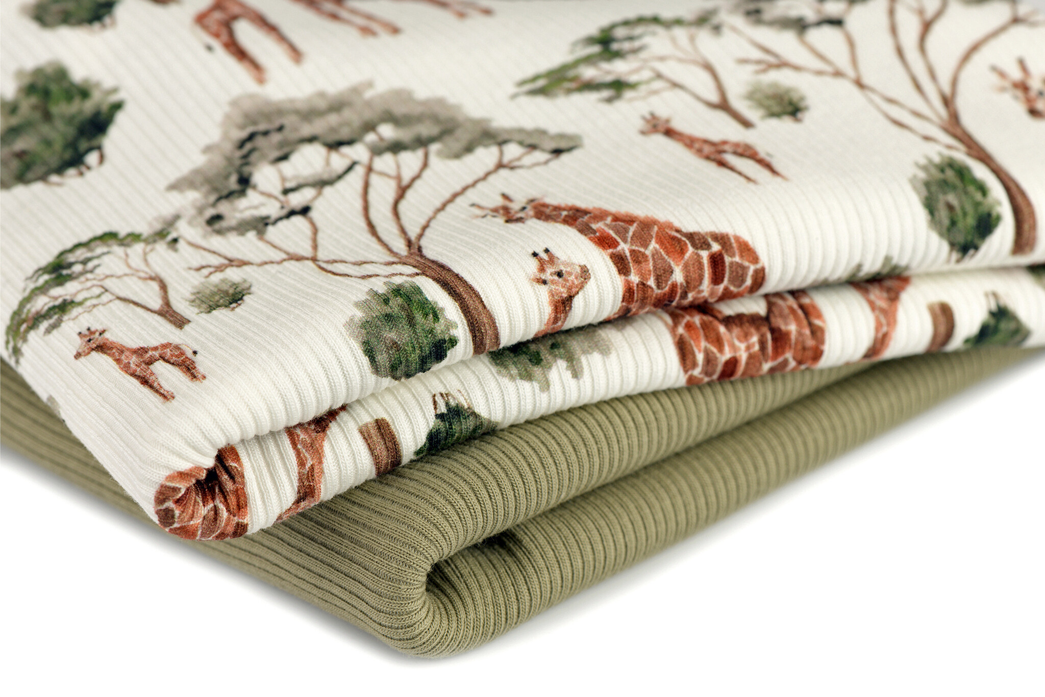 Rib Jersey Stof - Giraffen