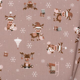 Katoen stof kerstrendieren cappuccino