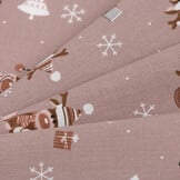 Katoen stof kerstrendieren cappuccino