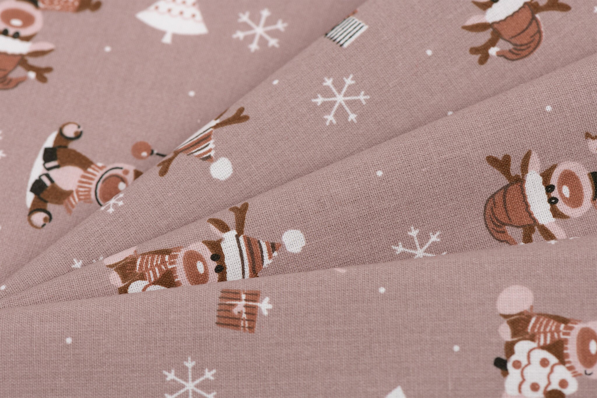 Katoen stof kerstrendieren cappuccino