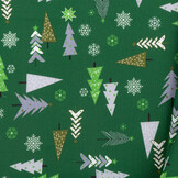 Katoen stof kerstbomen en sterren groen