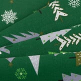 Katoen stof kerstbomen en sterren groen