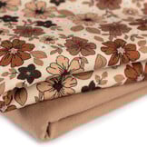 Jersey Katoen Digitale Print - Bruin Herfst Bloem