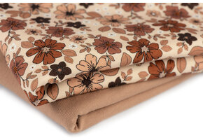 Jersey Katoen Digitale Print - Bruin Herfst Bloem