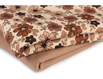 Jersey Katoen Digitale Print - Bruin Herfst Bloem