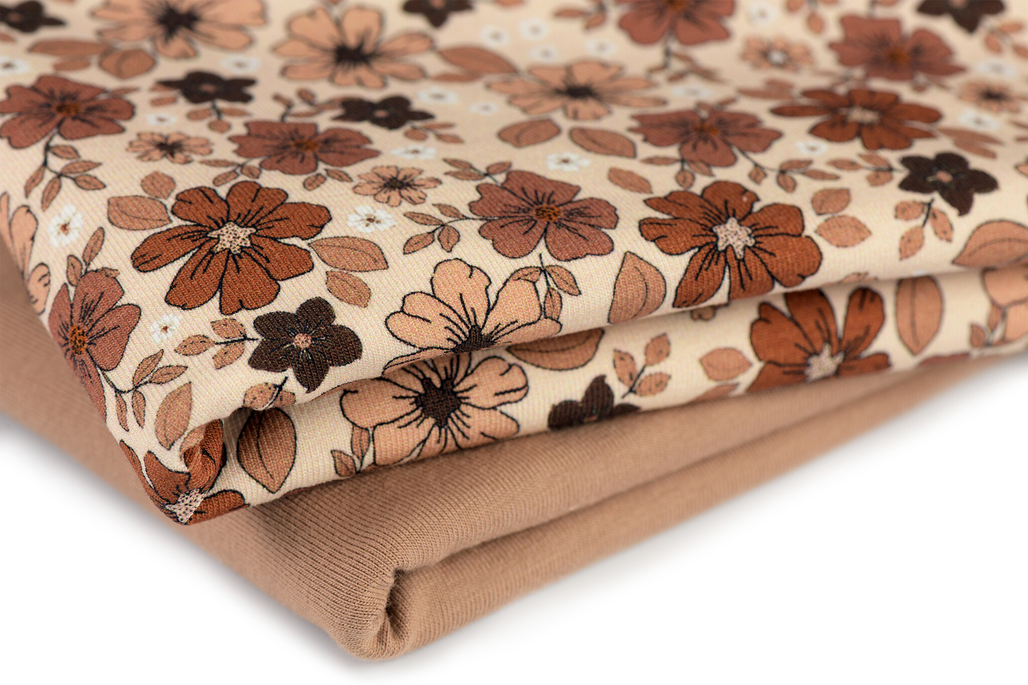 Jersey Katoen Digitale Print - Bruin Herfst Bloem
