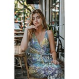 Unique Crafted Batik Katoen Stof - Goud - Lavendel