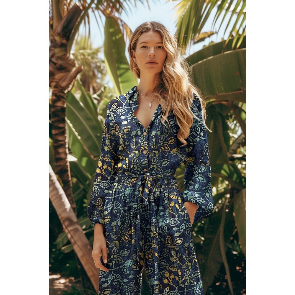 Unique Crafted Batik Katoen Stof - Navy