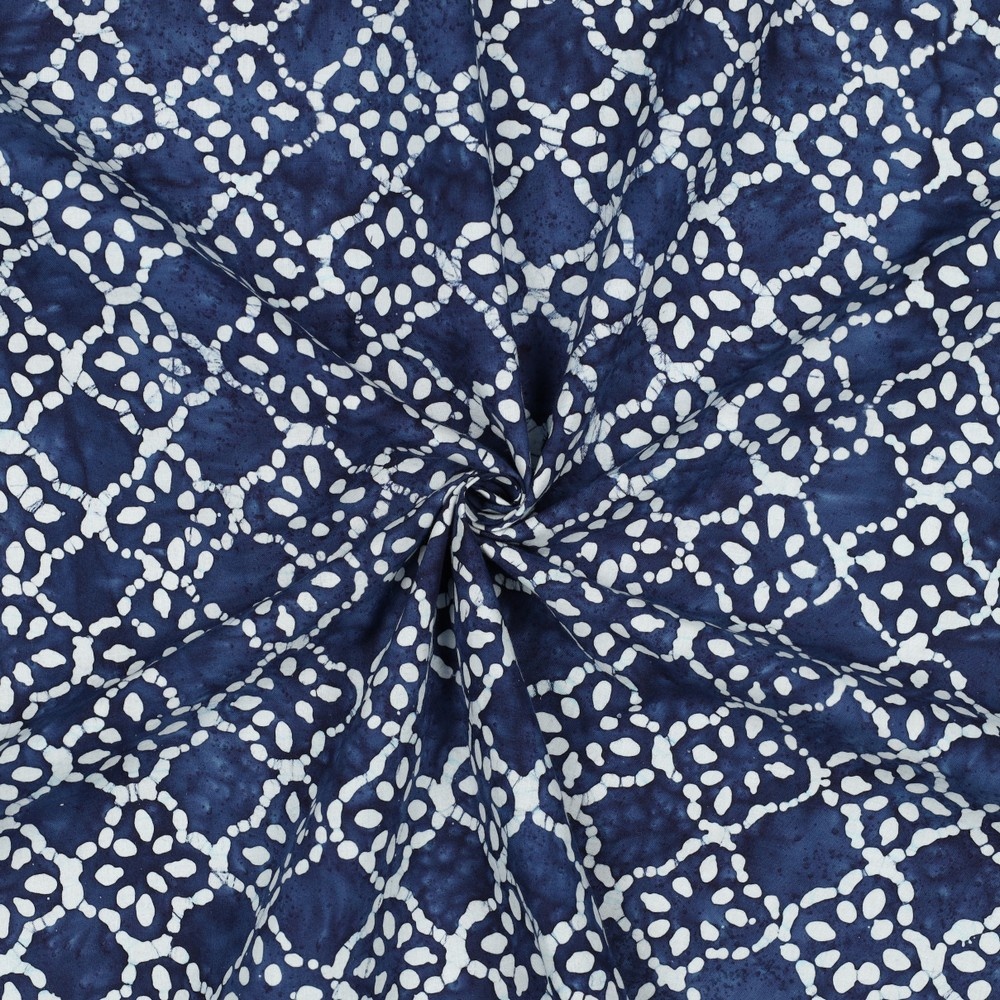 Unique Crafted Batik Katoen Stof - Indigo