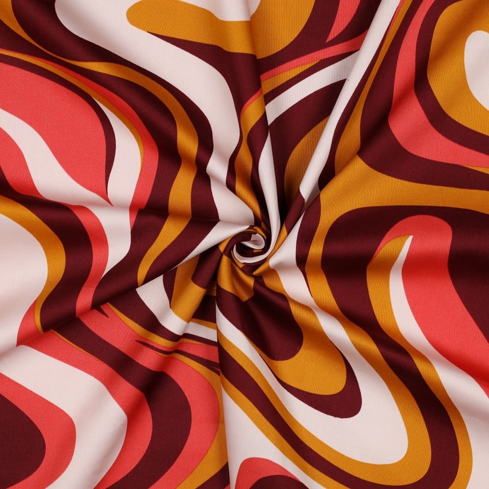 Katoen Satijn Stof Abstract - Bordeaux