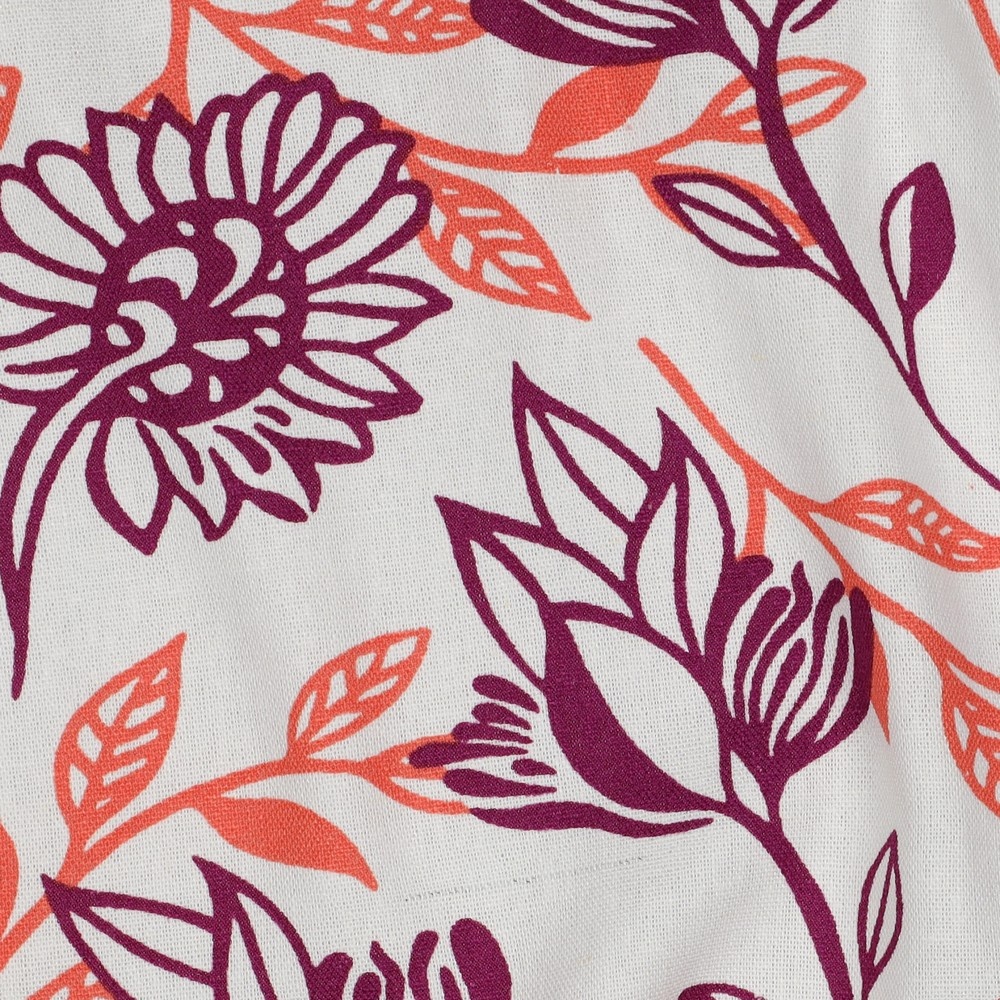 Linnen Viscose Stof Bloemen - Paars