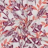 Linnen Viscose Stof Bloemen - Paars